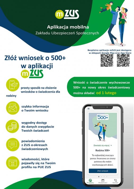 ulotka aplikacji na telefon mZUS